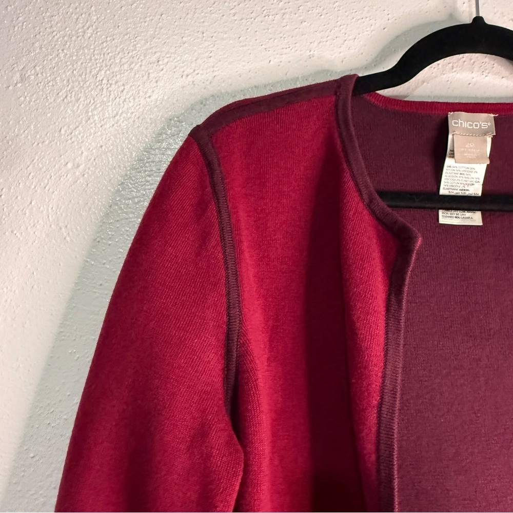 Chico's Plum Open-Front Reversible Cardigan Jacket. Sz 2P. 12P/Large. - Picture 4 of 8